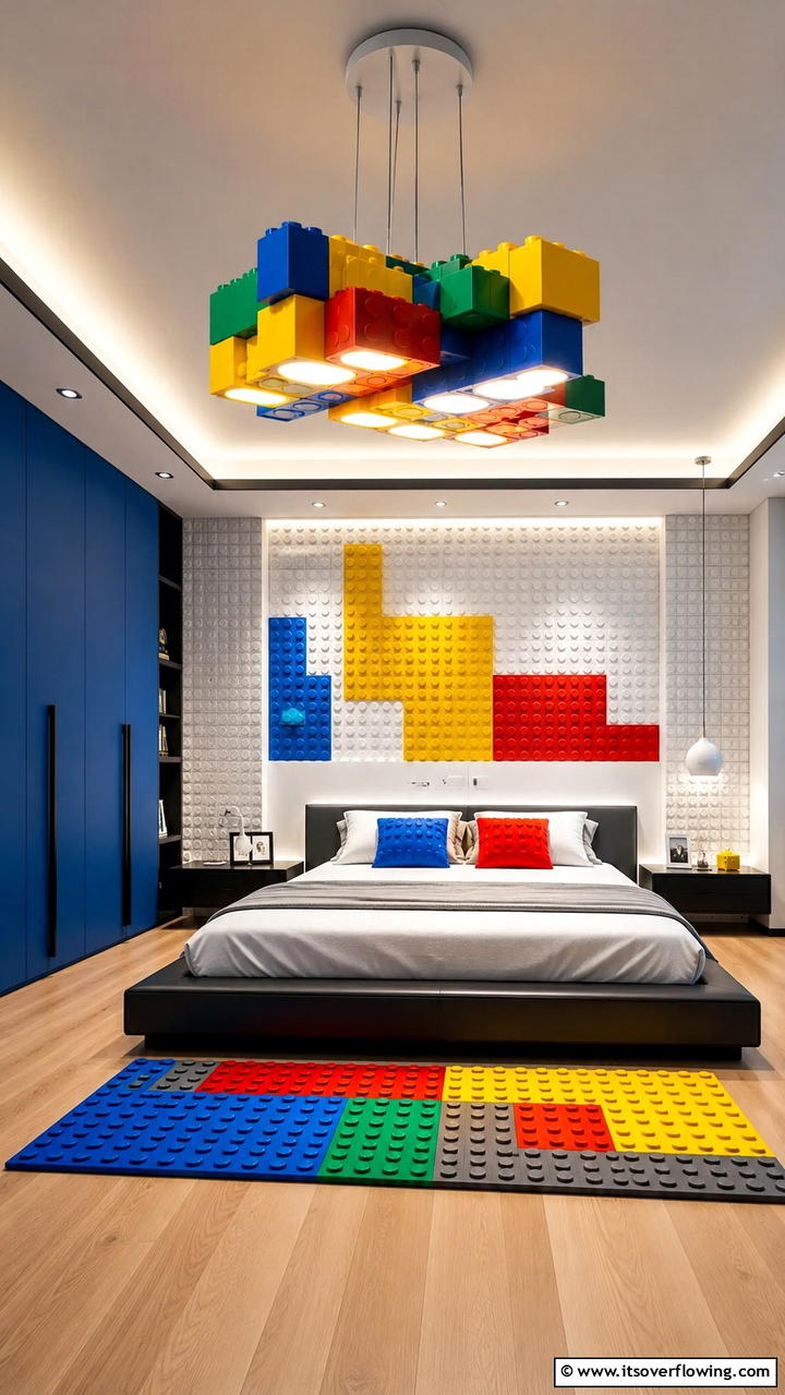 Lego Themed Lighting Fixtures - 25 Creative Lego Bedroom Ideas for Kids and Adults