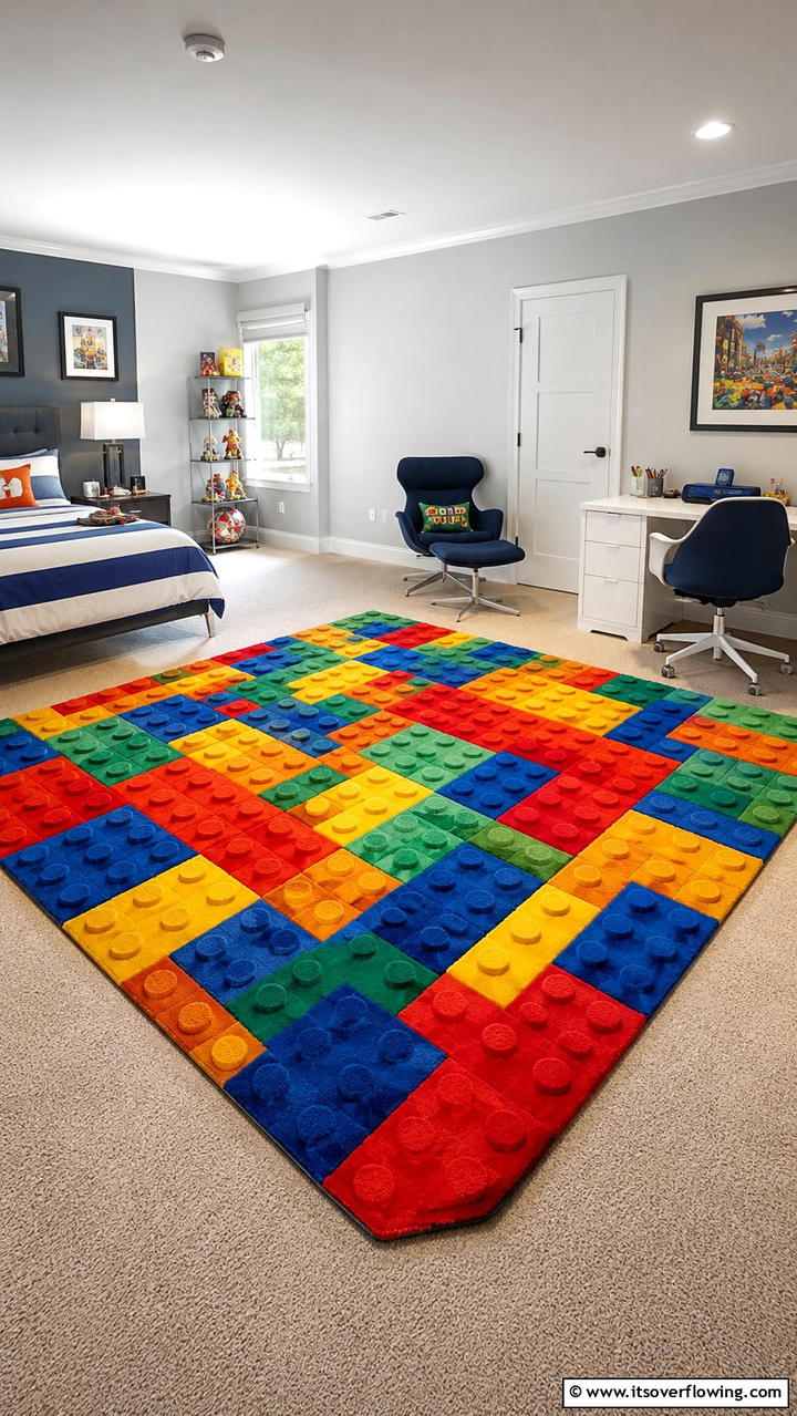 Lego Themed Rugs - 25 Creative Lego Bedroom Ideas for Kids and Adults