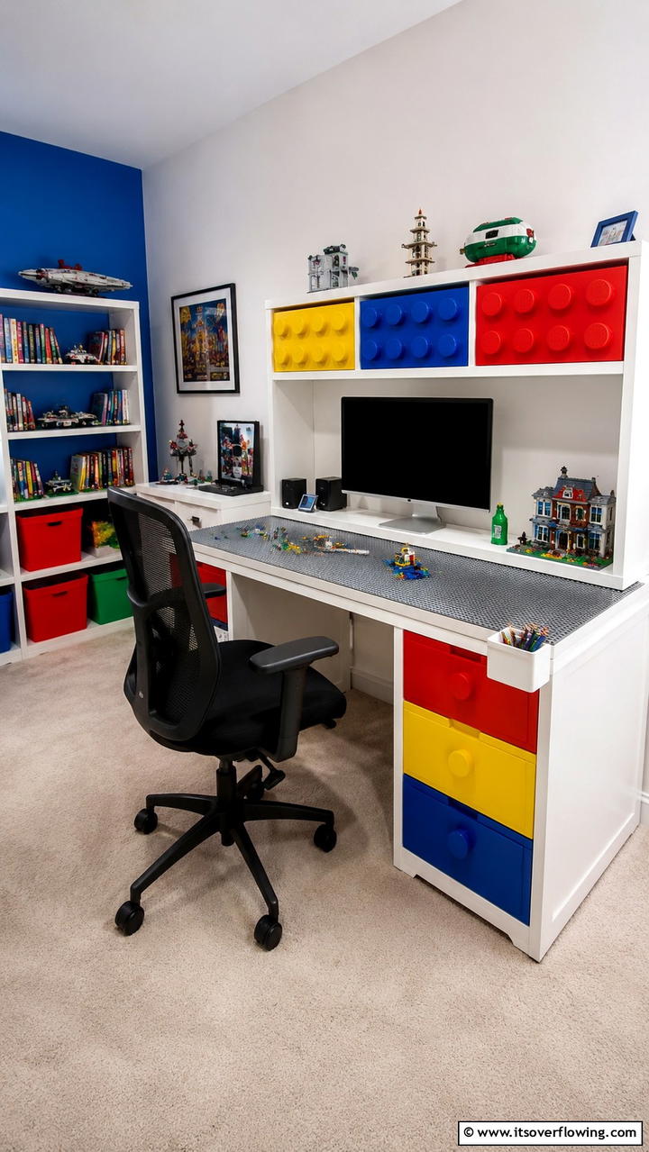 Lego Themed Study DeskExact - 25 Creative Lego Bedroom Ideas for Kids and Adults