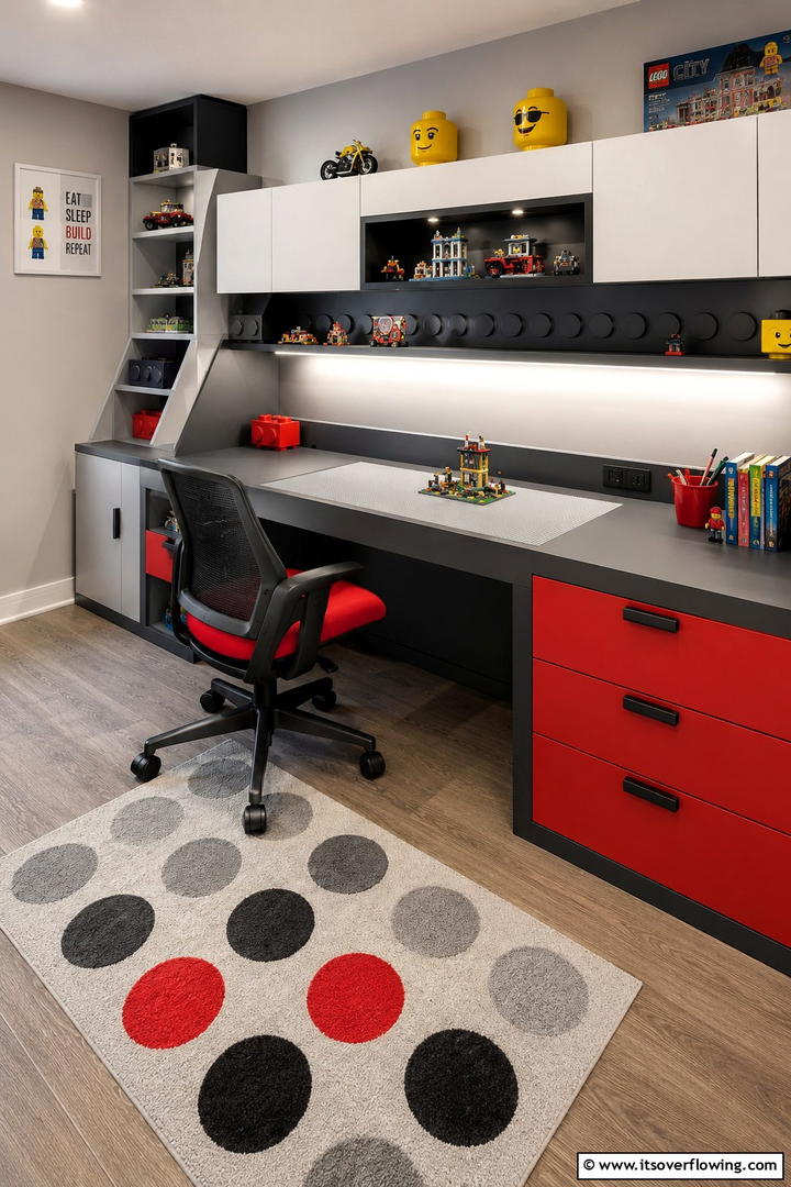 Lego Themed Study DeskOne - 25 Creative Lego Bedroom Ideas for Kids and Adults