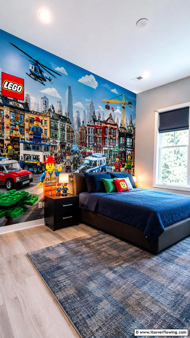 Lego Themed Wall Murals - 25 Creative Lego Bedroom Ideas for Kids and Adults