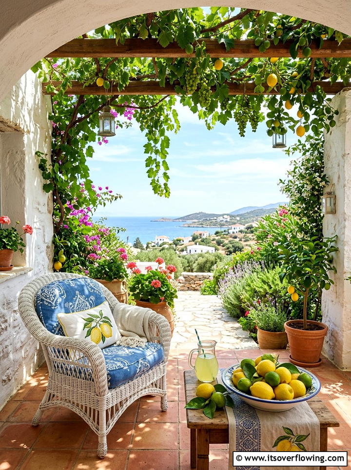 Lemon and lime summer porch - 25 front porch ideas with door garland
