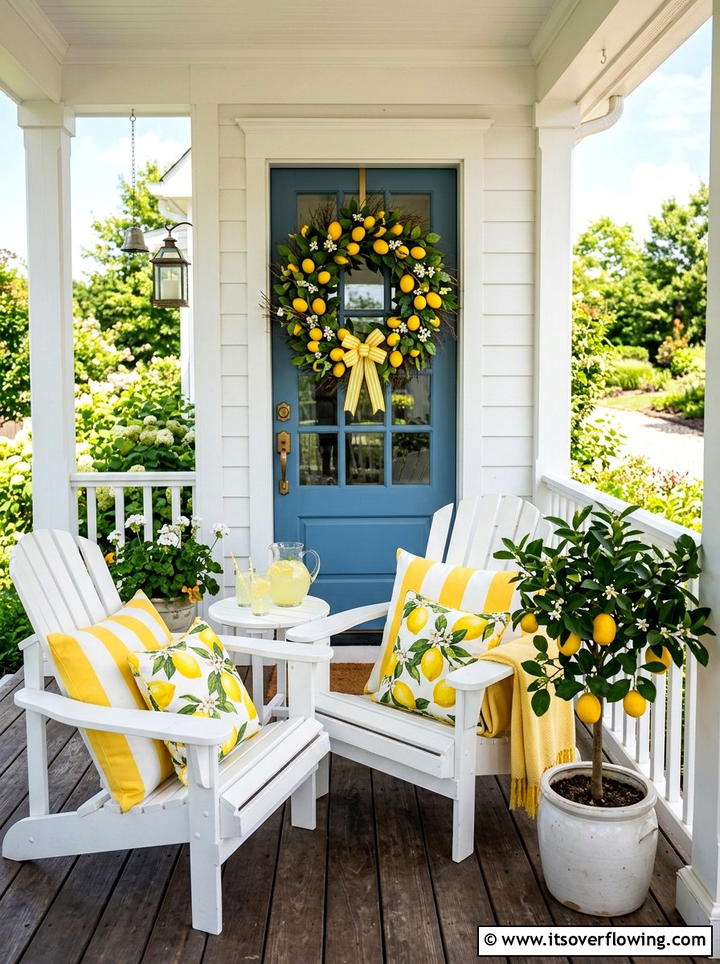 Lemon theme porch decor - 25 front porch decor ideas for summer