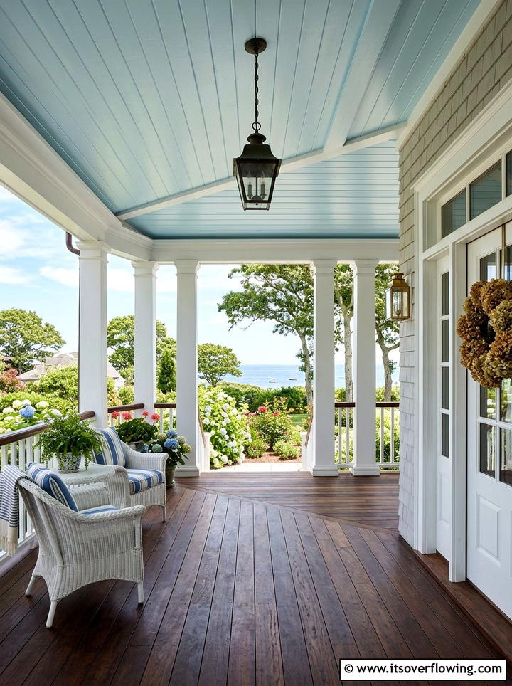 Light Blue Porch Ceiling - 25 front porch decor ideas with coastal blue palette