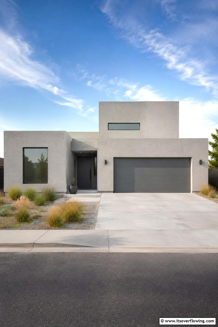 Light Gray Minimalism - 30 Stucco Color Ideas for Modern and Timeless Home Exteriors
