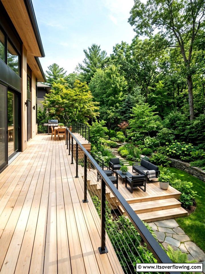 Light Wood Deck With Black Railing - 25 garden design ideas with bold contrast