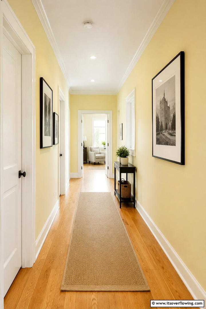 Light Yellow Sunlit Hallway - 30 Pastel Colour Home Design Ideas for a Serene Ambiance