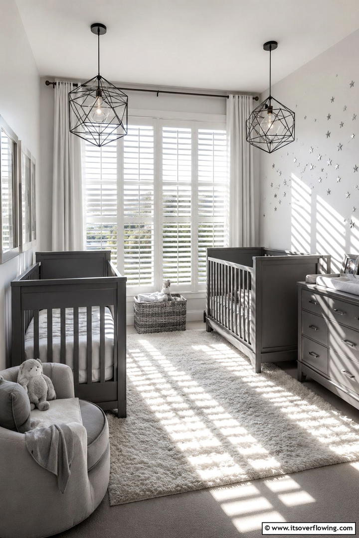 Light and Shadow Play - 30 Twin Nursery Ideas for Stylish & Functional Baby Spaces