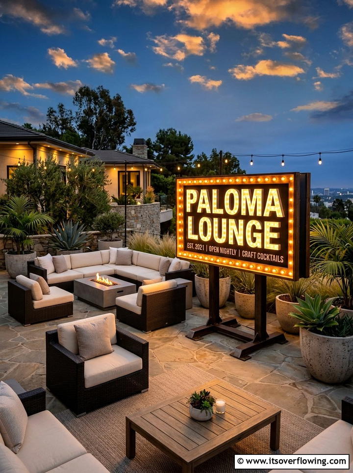 Lighted Marquee Sign - 25 backyard decorating ideas with signs