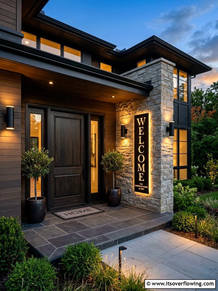 Lighted Welcome Porch Sign - 25 front porch decor ideas with signs