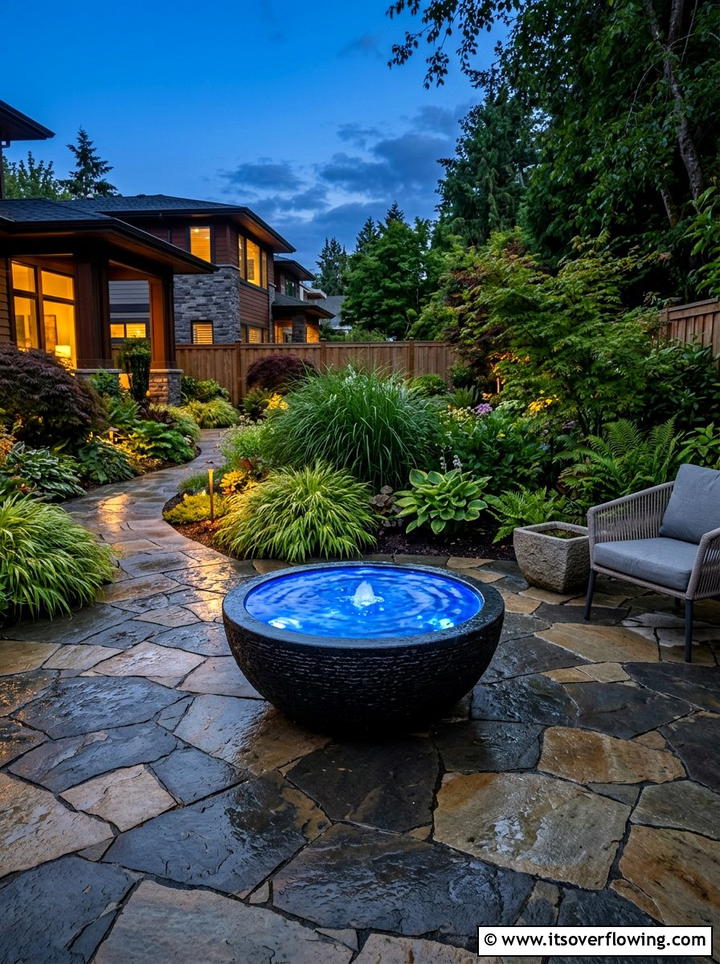 Lighted water bowl for yard - 25 backyard decorating ideas with water bowls