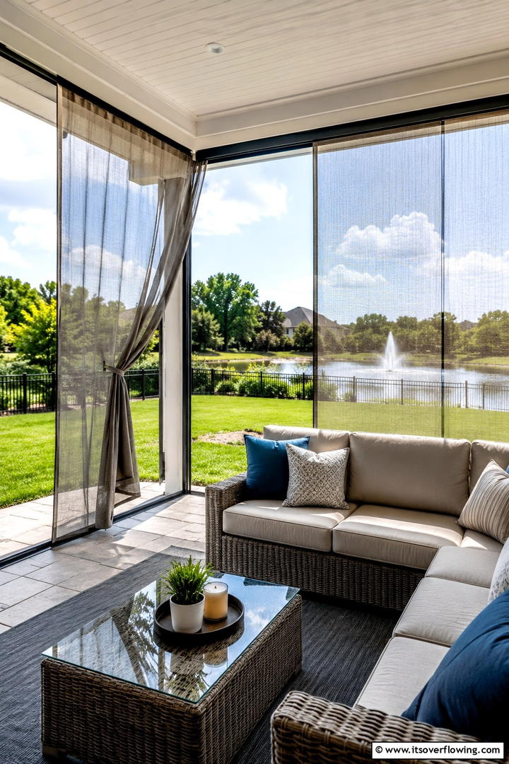 Lightweight Mesh Curtains - 30 Patio Curtain Ideas to Enhance Outdoor Privacy & Style