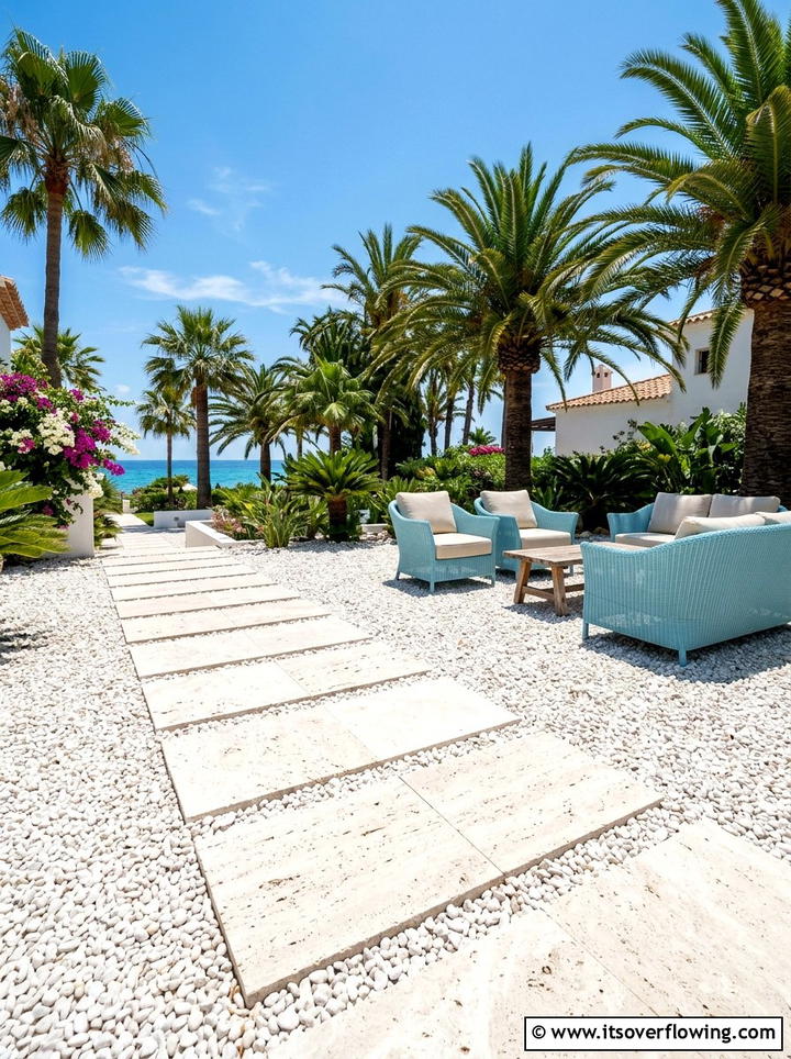 Limestone Pavers In Pebbles - 25 backyard ideas with stepping stones