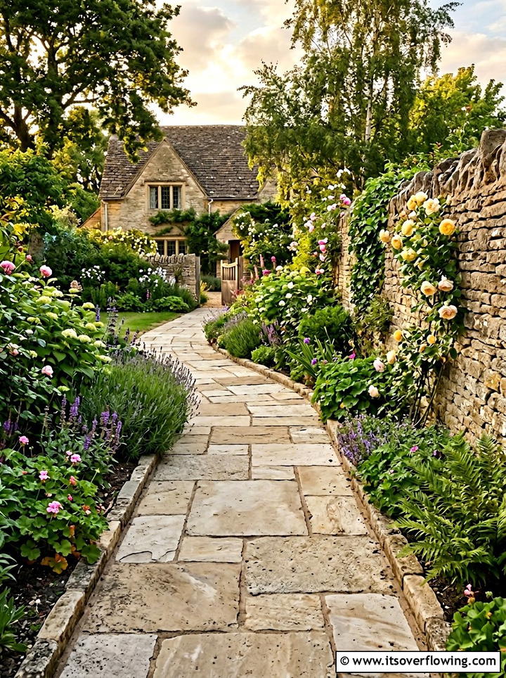 Limestone flagstone walk - 25 backyard ideas with pathways