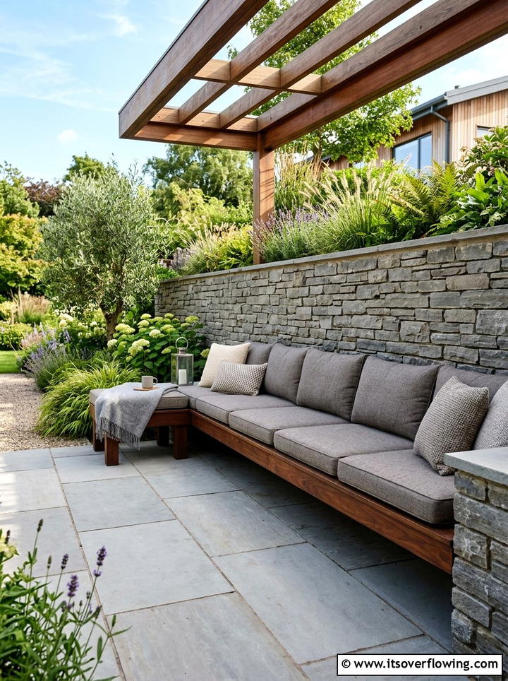Linear Seating Nook - 25 garden design ideas with straight lines