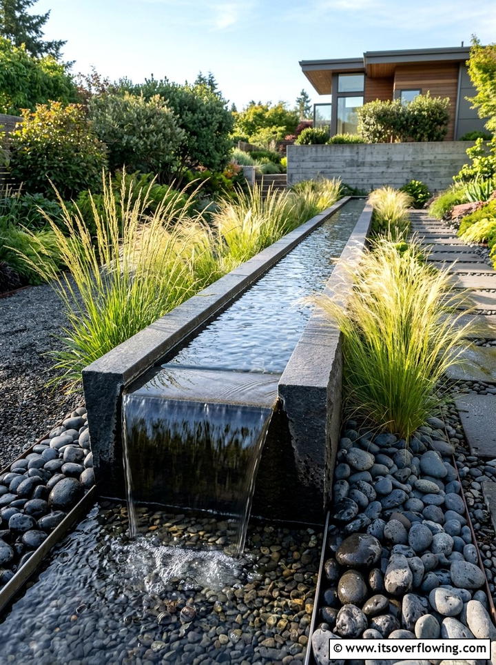 Linear Water Feature - 25 garden design ideas with straight lines