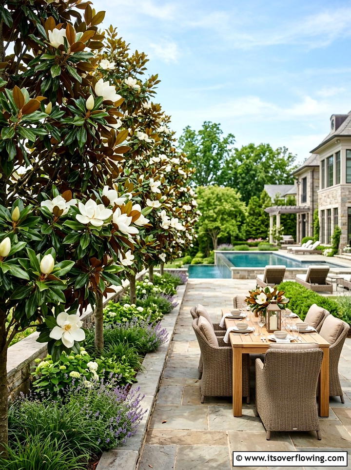 Little Gem Magnolia Row - 25 backyard ideas with privacy trees