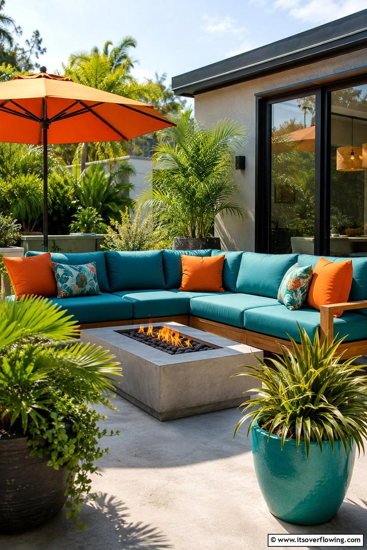 Lively Teal and Orange Outdoor Patio - 30 Teal & Orange Room Color Schemes for Vibrant Home Decor