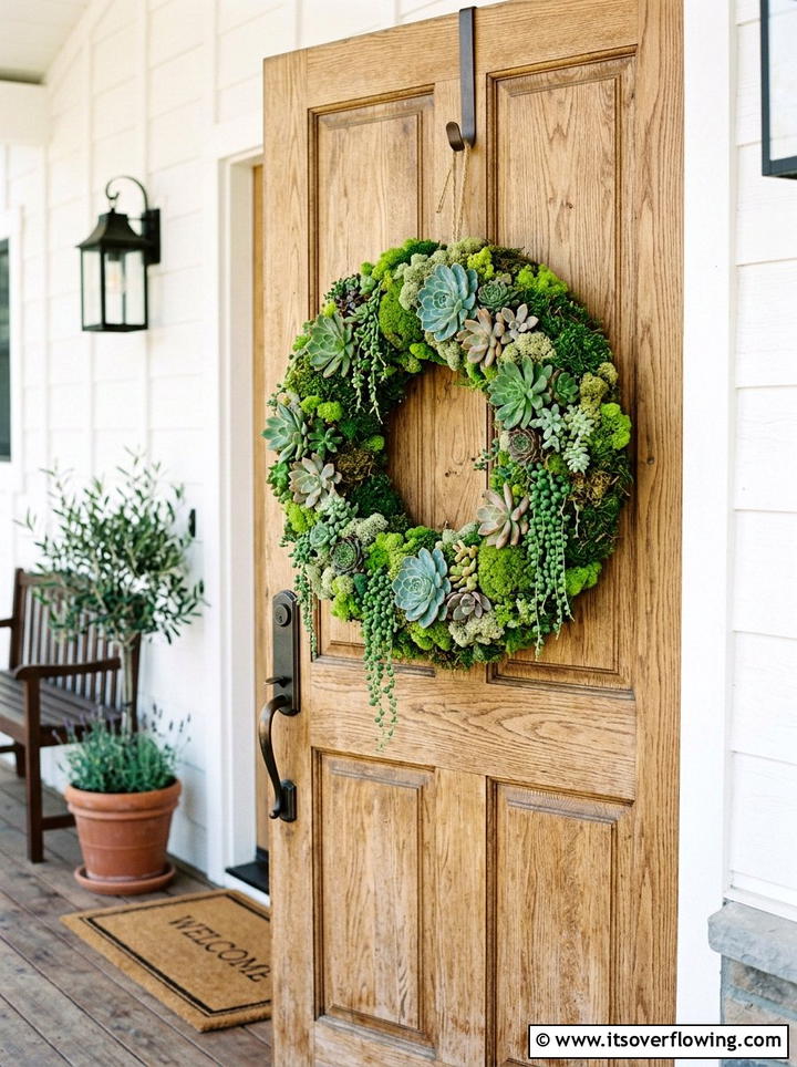 Living Moss Wreath - 25 front porch ideas with plants