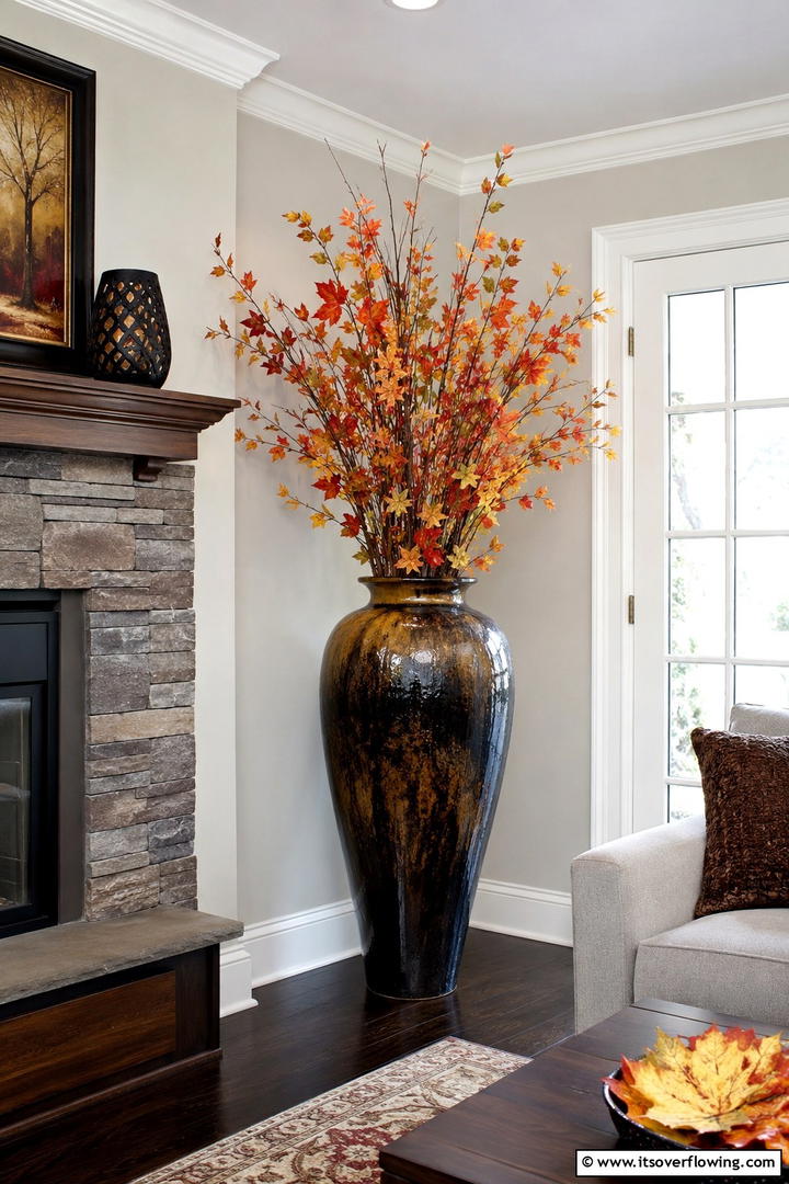 Living Room Corner Floor Vase - 50 Minimalist Fall Decor Ideas to Upgrade Spaces Now