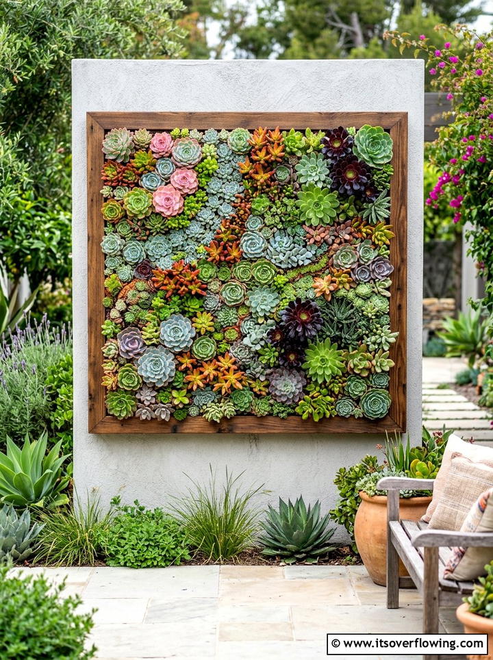 Living Succulent Wall Art - 25 garden ideas with wall decor