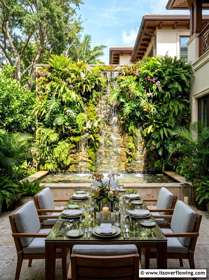 Living Wall Fountain - 25 backyard ideas with living wall