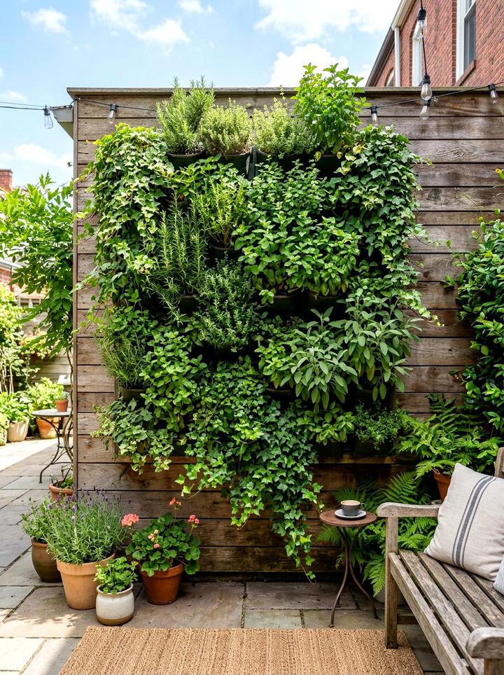 Living Wall Planter - 25 backyard decorating ideas with boho accents