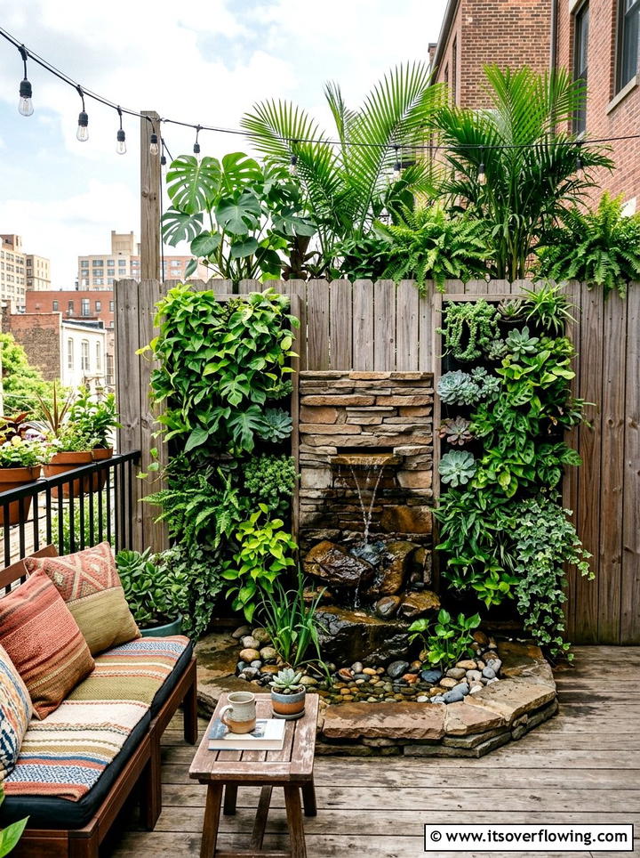 Living wall water feature - 25 creative garden ideas with fountain wall
