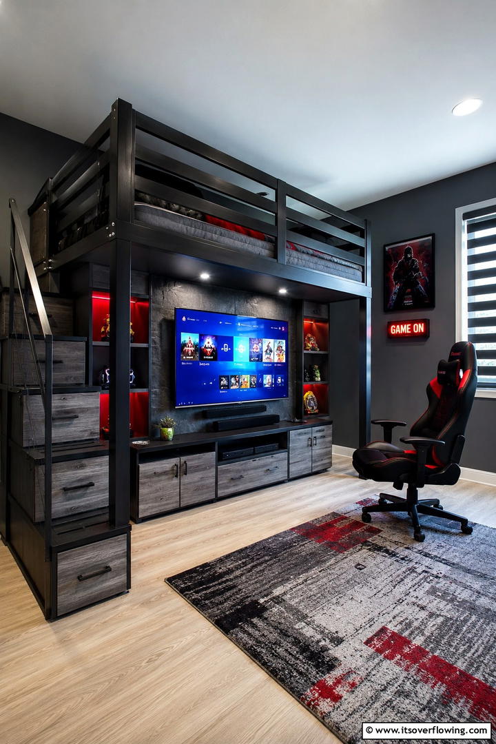 Loft Bed with Built in Entertainment Center - 30 Space-Saving Loft Bed Ideas for Modern Bedrooms