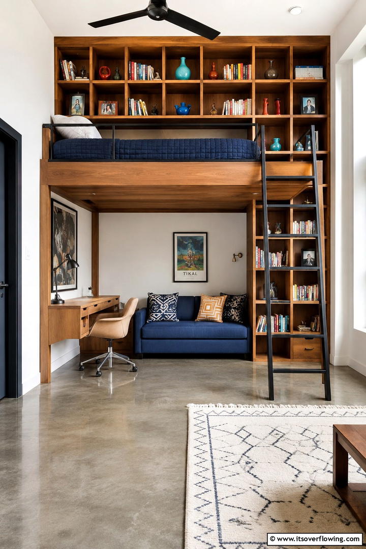 Loft Bed with Built in Shelves - 30 Space-Saving Loft Bed Ideas for Modern Bedrooms
