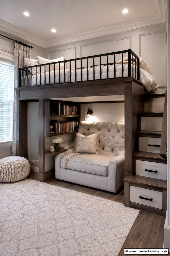Loft Bed with Cozy Reading Nook - 30 Space-Saving Loft Bed Ideas for Modern Bedrooms