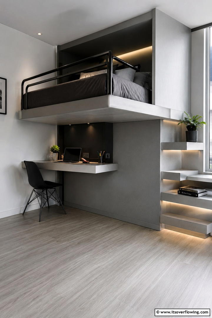 Loft Bed with Floating Design - 30 Space-Saving Loft Bed Ideas for Modern Bedrooms