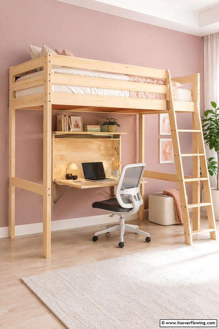 Loft Bed with Foldable Desk - 30 Space-Saving Loft Bed Ideas for Modern Bedrooms