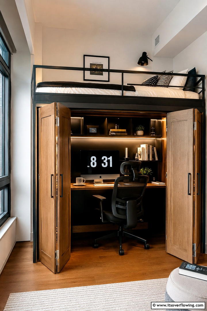 Loft Bed with Hidden Office Space - 30 Space-Saving Loft Bed Ideas for Modern Bedrooms