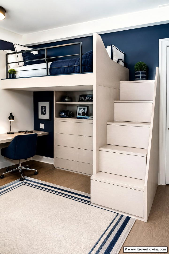 Loft Bed with Hidden Storage Drawers - 30 Space-Saving Loft Bed Ideas for Modern Bedrooms