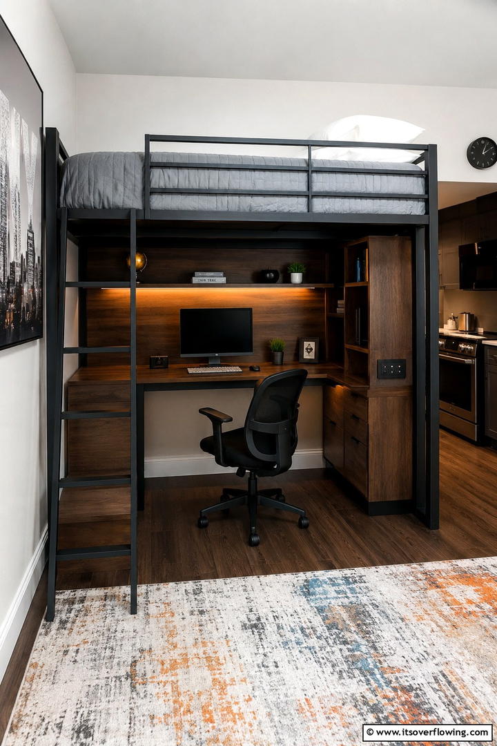 Loft Bed with Integrated Desk - 30 Space-Saving Loft Bed Ideas for Modern Bedrooms
