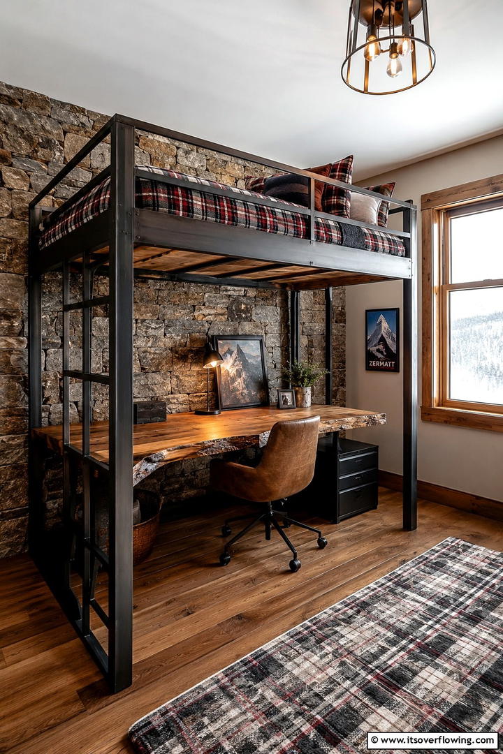 Loft Bed with Modern Rustic Appeal - 30 Space-Saving Loft Bed Ideas for Modern Bedrooms