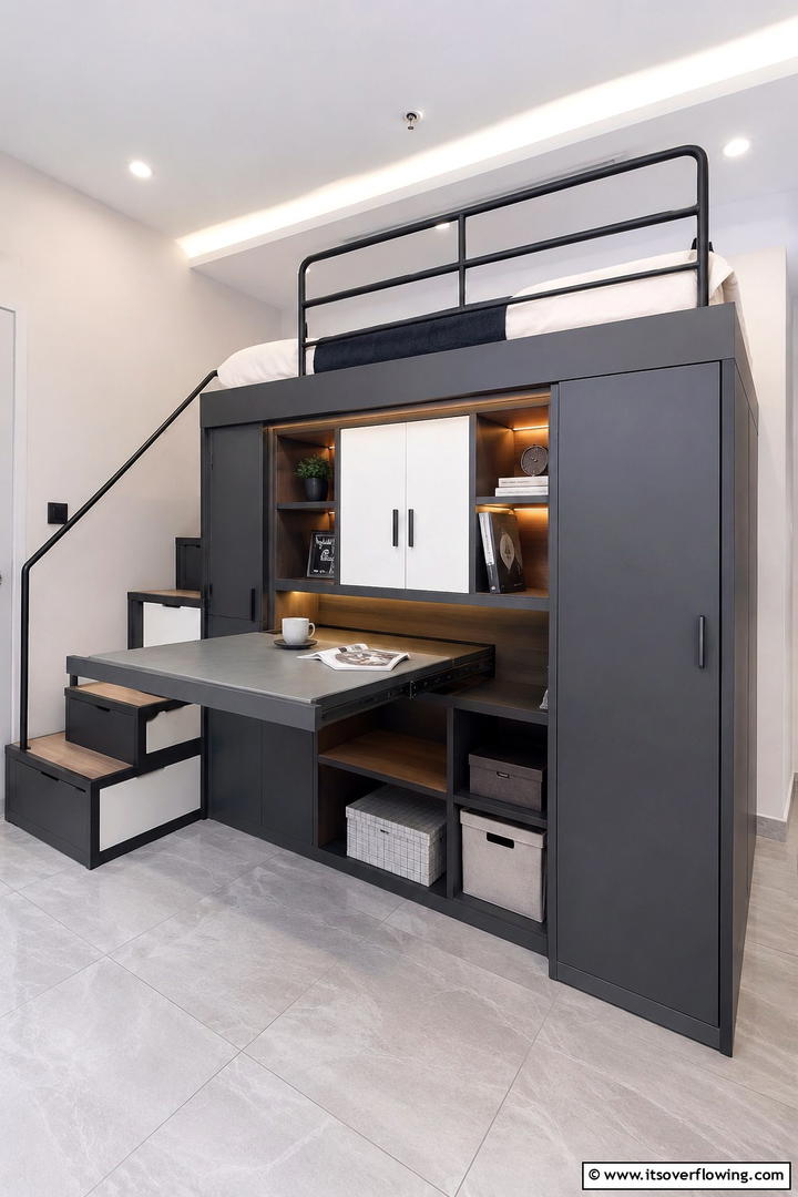 Loft Bed with Multi functional Design - 30 Space-Saving Loft Bed Ideas for Modern Bedrooms