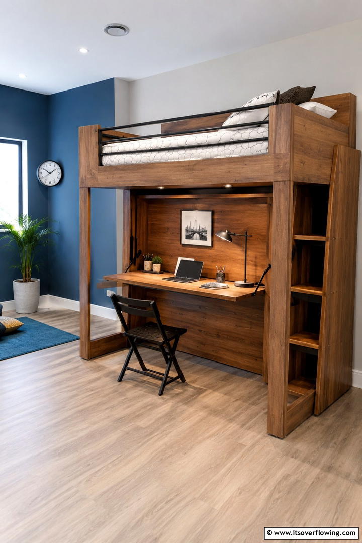 Loft Bed with Murphy Desk - 30 Space-Saving Loft Bed Ideas for Modern Bedrooms