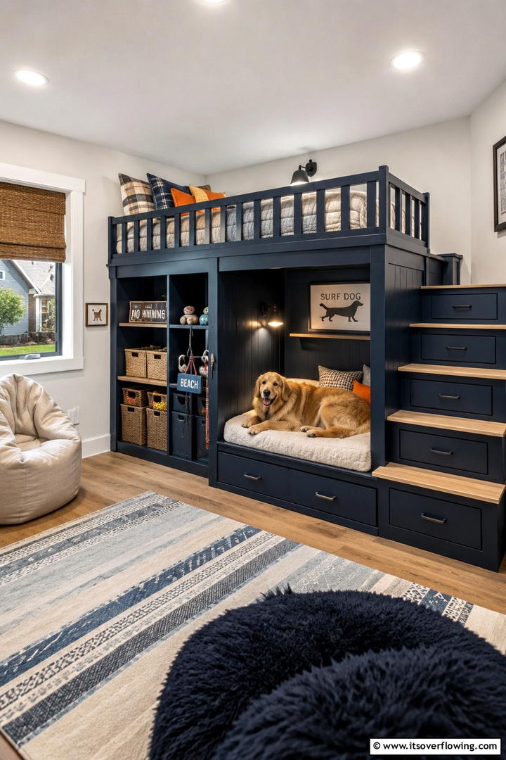 Loft Bed with Pet friendly Nook - 30 Space-Saving Loft Bed Ideas for Modern Bedrooms