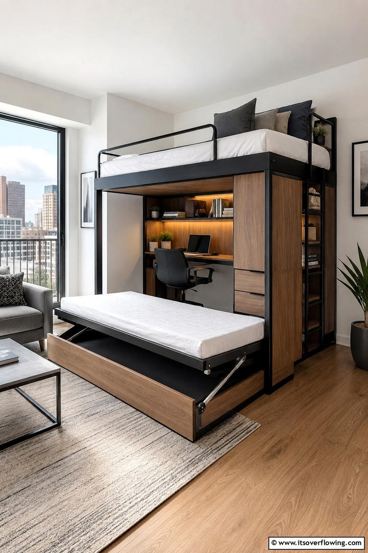 Loft Bed with Pop up Bed Option - 30 Space-Saving Loft Bed Ideas for Modern Bedrooms