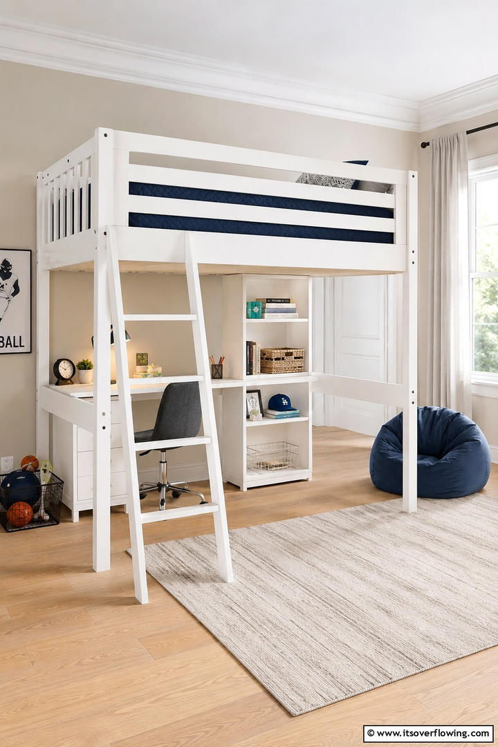 Loft Bed with Safety Railings - 30 Space-Saving Loft Bed Ideas for Modern Bedrooms