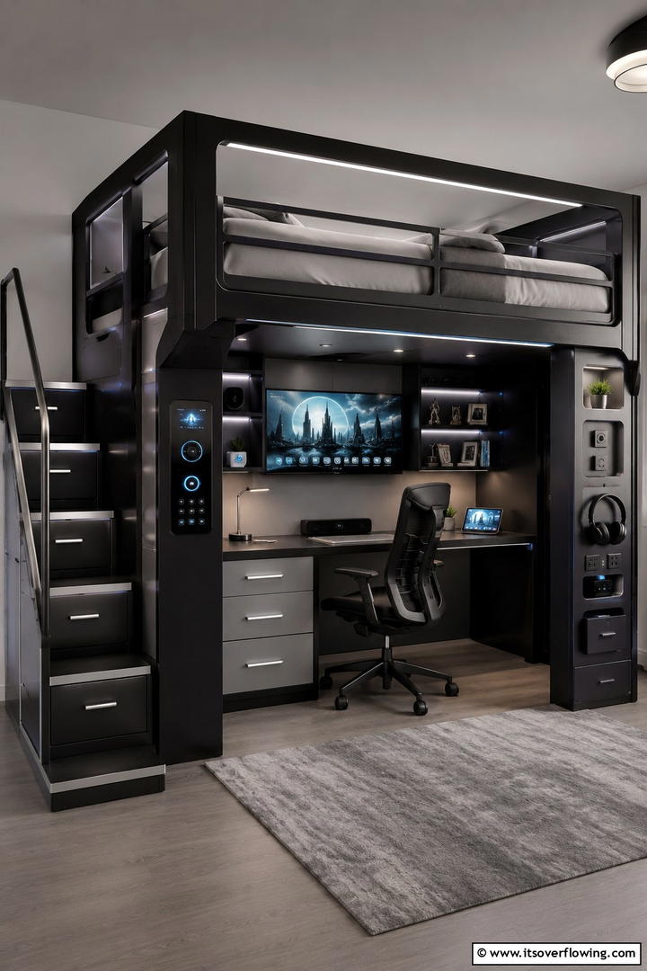 Loft Bed with Smart Home Features - 30 Space-Saving Loft Bed Ideas for Modern Bedrooms