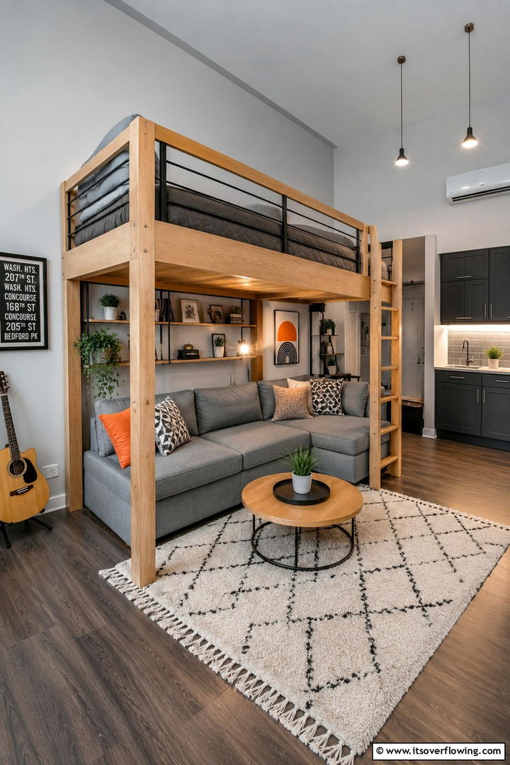 Loft Bed with Under bed Seating - 30 Space-Saving Loft Bed Ideas for Modern Bedrooms