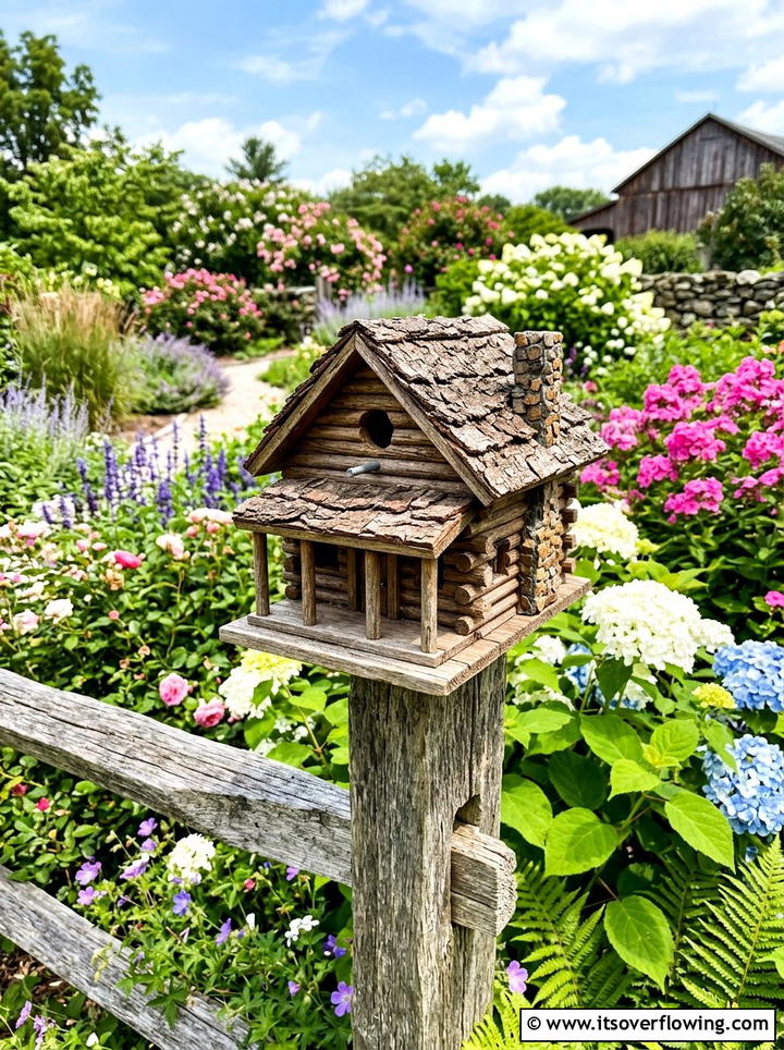 Log Cabin Birdhouse - 25 garden ideas for rustic style