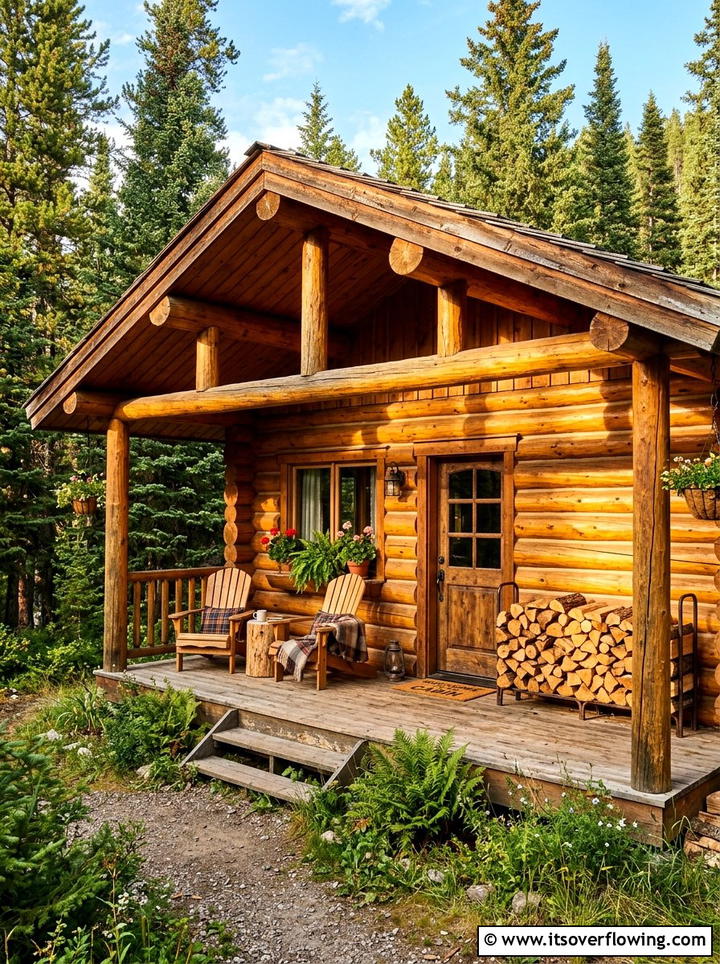 Log Cabin Front Porch - 25 front porch ideas with rustic style