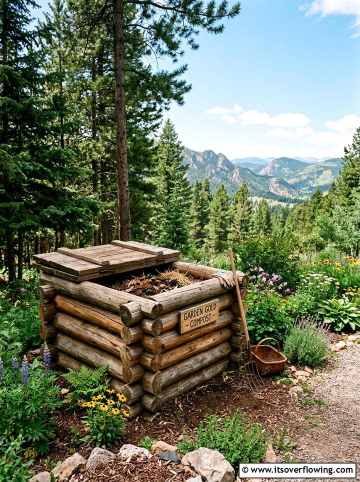 Log Composter - 25 upcycled garden ideas with compost bins