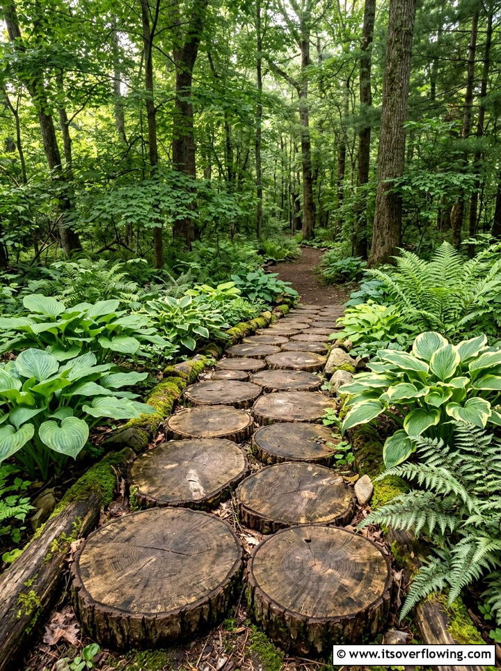 Log End Wood Path - 25 reusing old things ideas for garden pathways