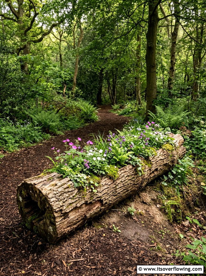 Log Flower Box - 25 reusing old things ideas for flower garden