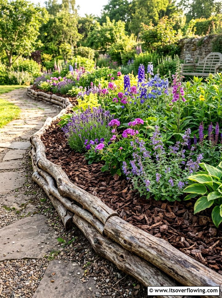 Log Garden Edging - 25 recycled garden ideas